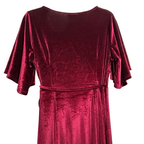 Baltic Born Maxi Wrap Velvet Dress Meghan Wedding Holiday Party Burgundy Size XL - Picture 5 of 13